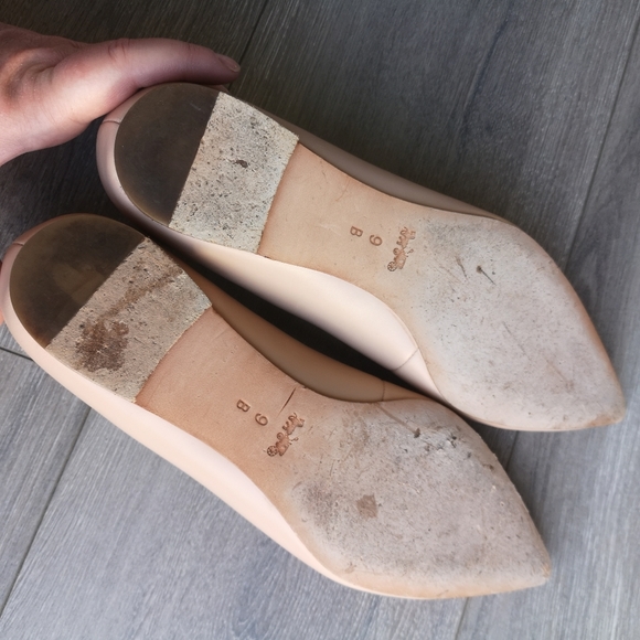 Coach Justine Leather Ghillie Lace Up Pointed Toe Ballet Flat in Nude - Picture 14 of 16